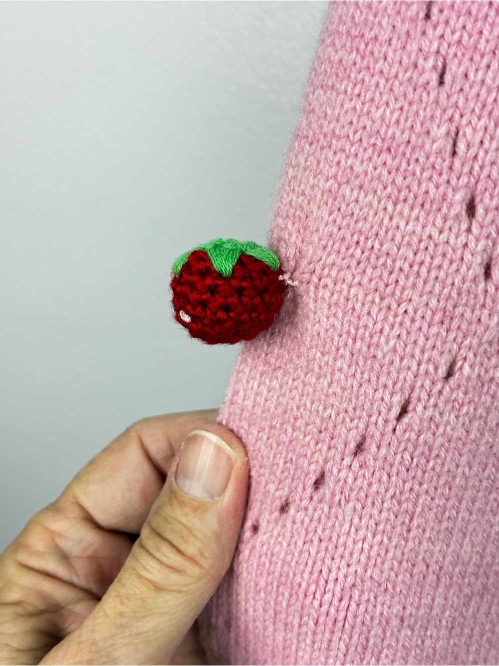 Ledin Sweet Strawberry Sweater Coat - 3D Strawberries Lace Collar - Fabulous!! - Picture 7 of 7
